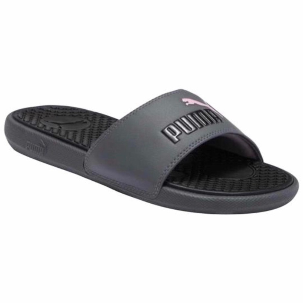 Puma Slides Gray, Black & Pink